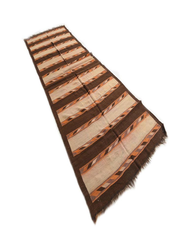 Detail image of 4' 7 x 13' 1  Hand Woven Kilim Modern Wool Runner Rug