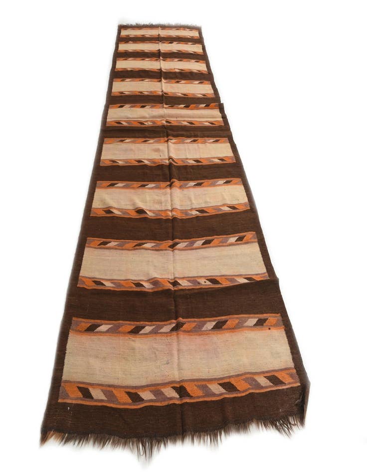 Detail image of 4' 7 x 13' 1 Hand Woven Kilim Modern Wool Runner Rug