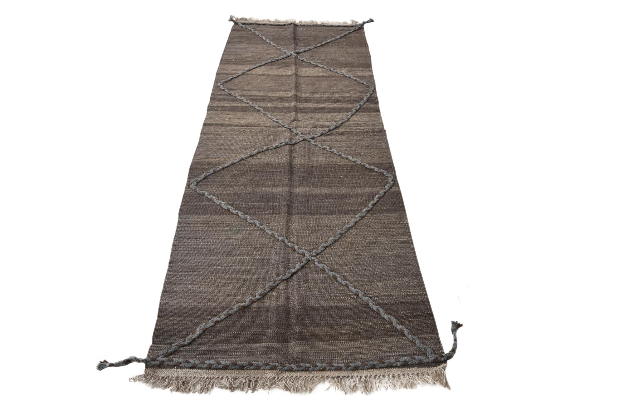 2' 6 x 8' Hand Woven Kilim Modern Wool Runner Rug