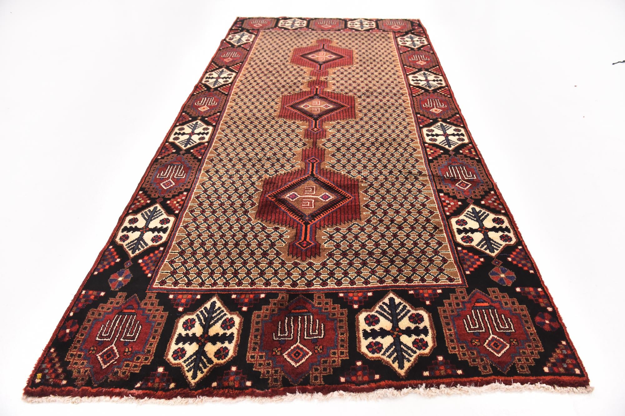 5' x 10' 3 Hand Knotted Koliaei Persian Wool Runner Rug
