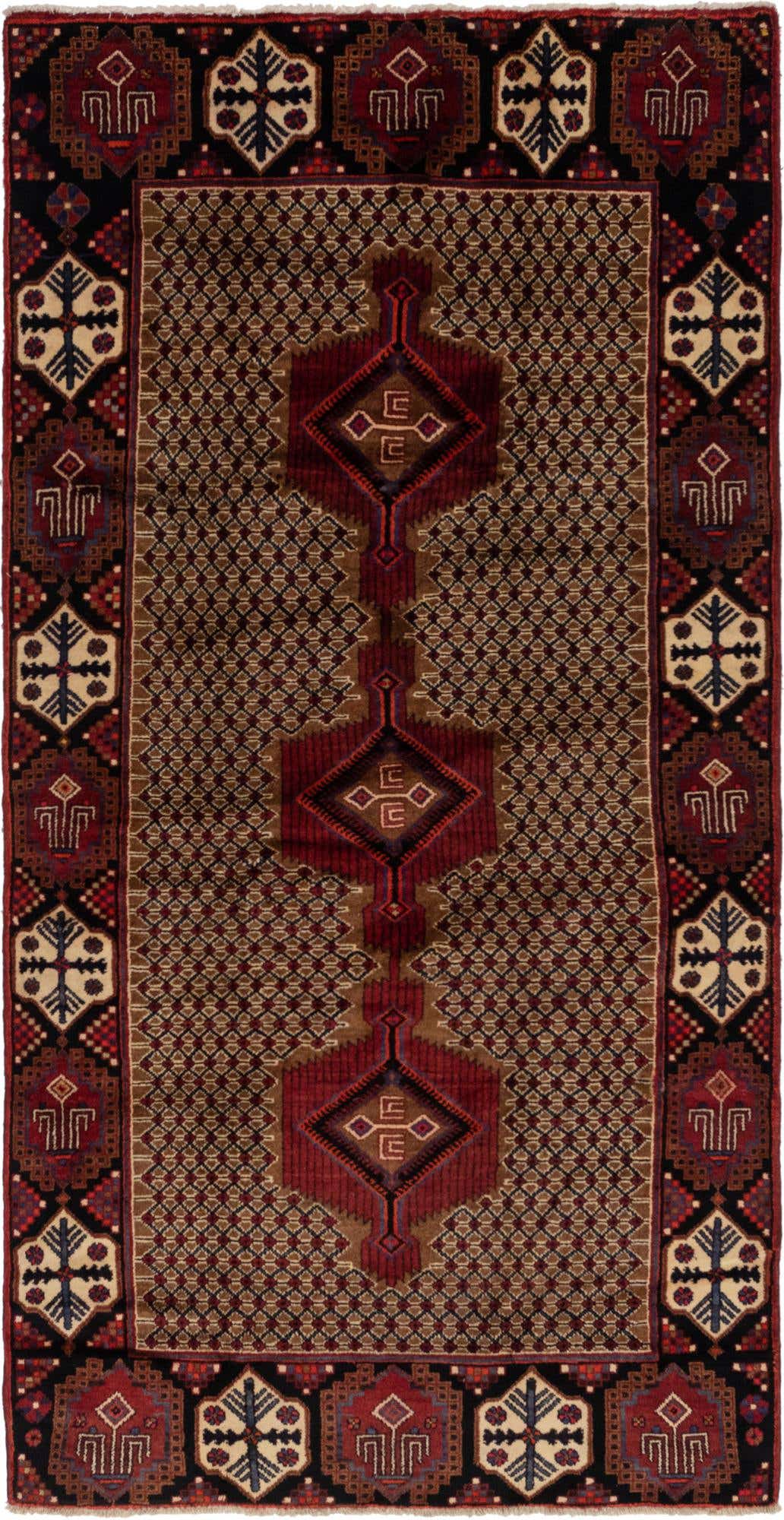 5' x 10' 3 Hand Knotted Koliaei Persian Wool Runner Rug