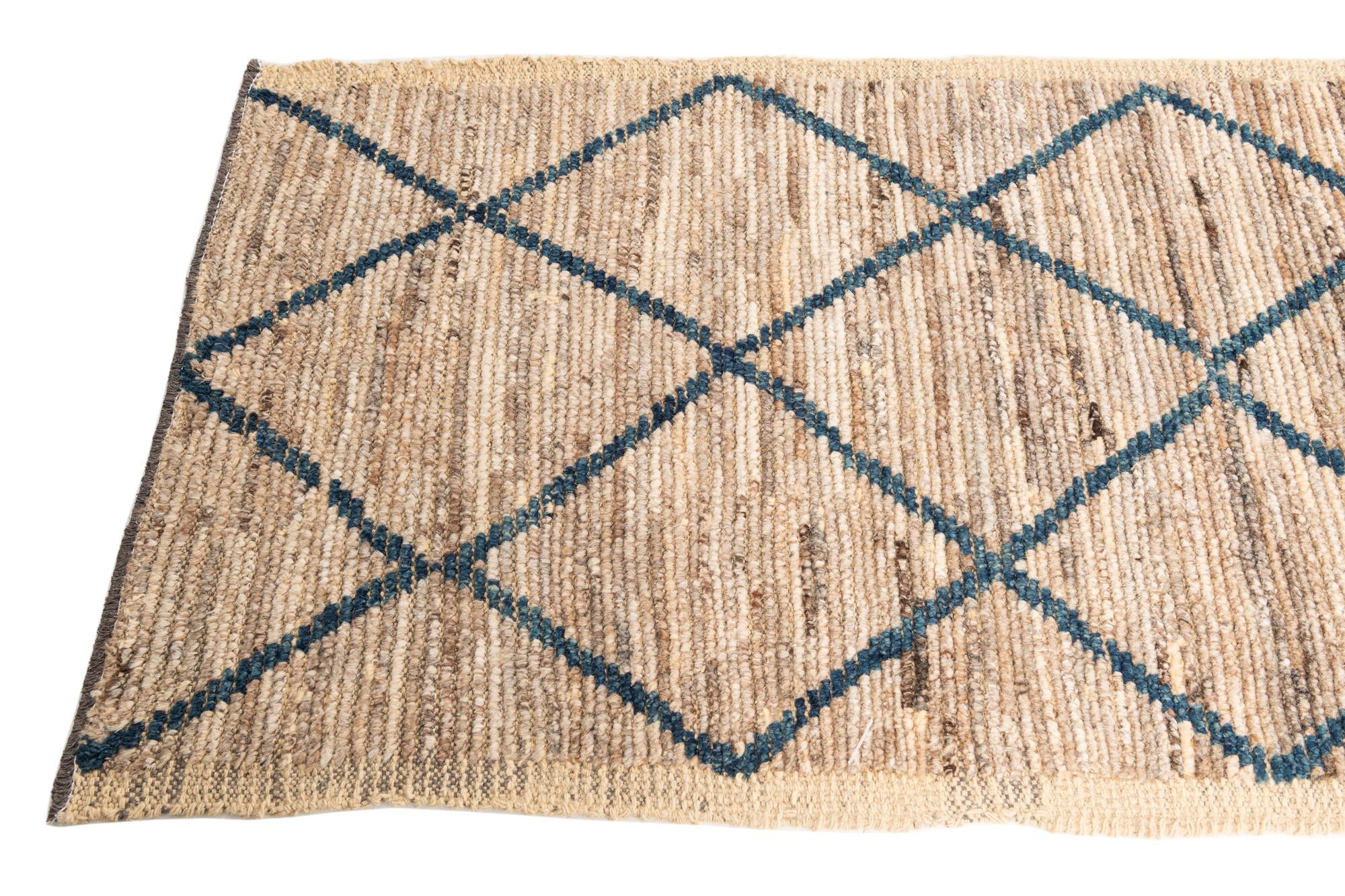 3' x 10' 9 Hand Knotted Moroccan Wool Runner Rug