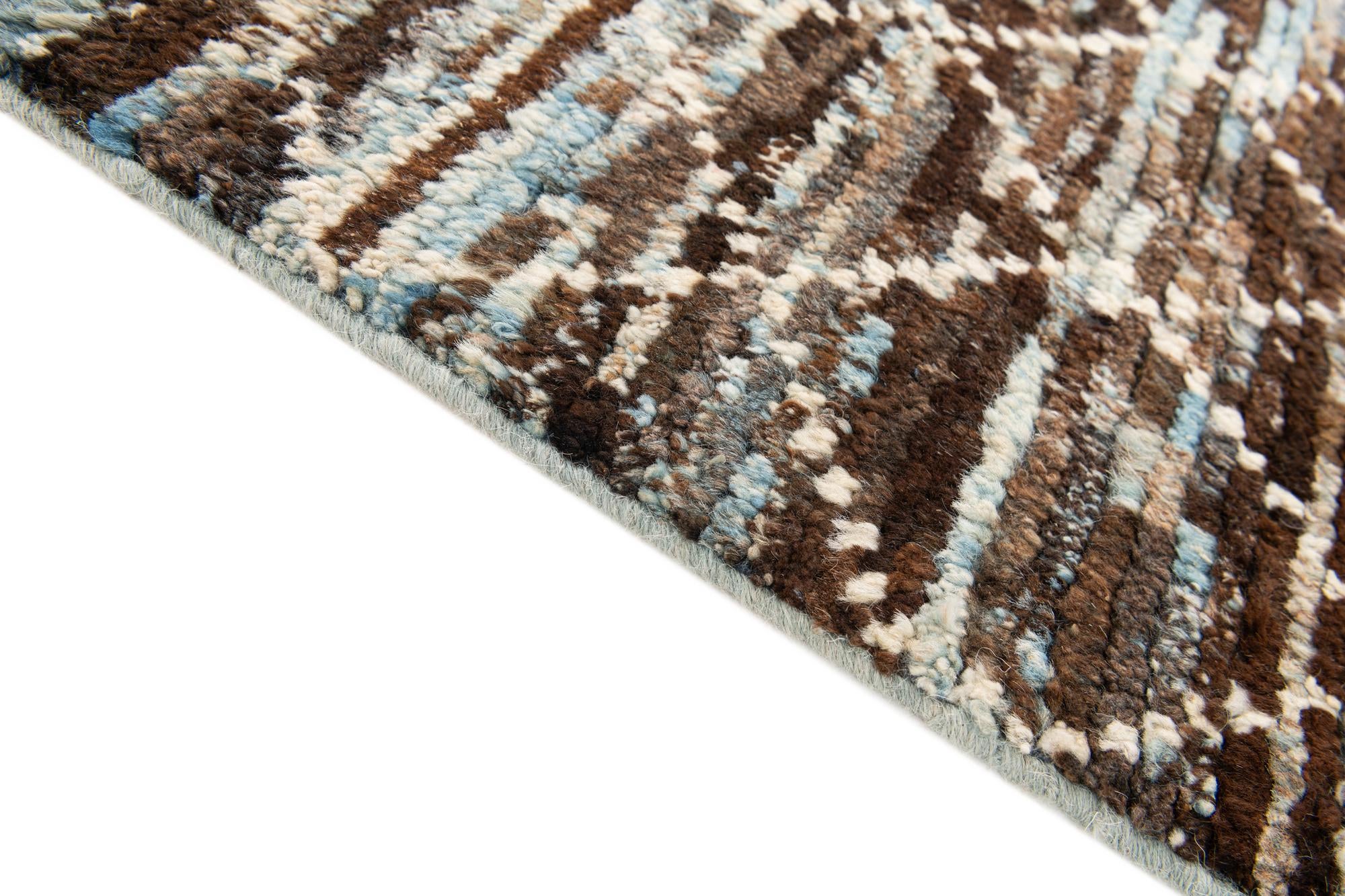 3' 5 x 15' 9 Hand Knotted Moroccan Wool Runner Rug
