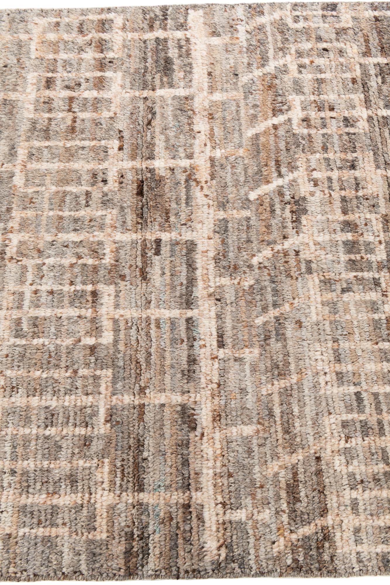 4' 1 x 13' 6 Hand Knotted Moroccan Wool Runner Rug