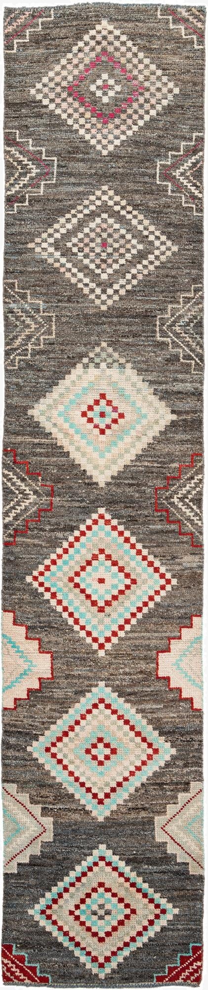 3' x 14' 7  Hand Knotted Moroccan Wool Runner Rug