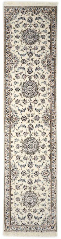 100cm x 420cm Hand Knotted Nain Persian Wool Runner Rug