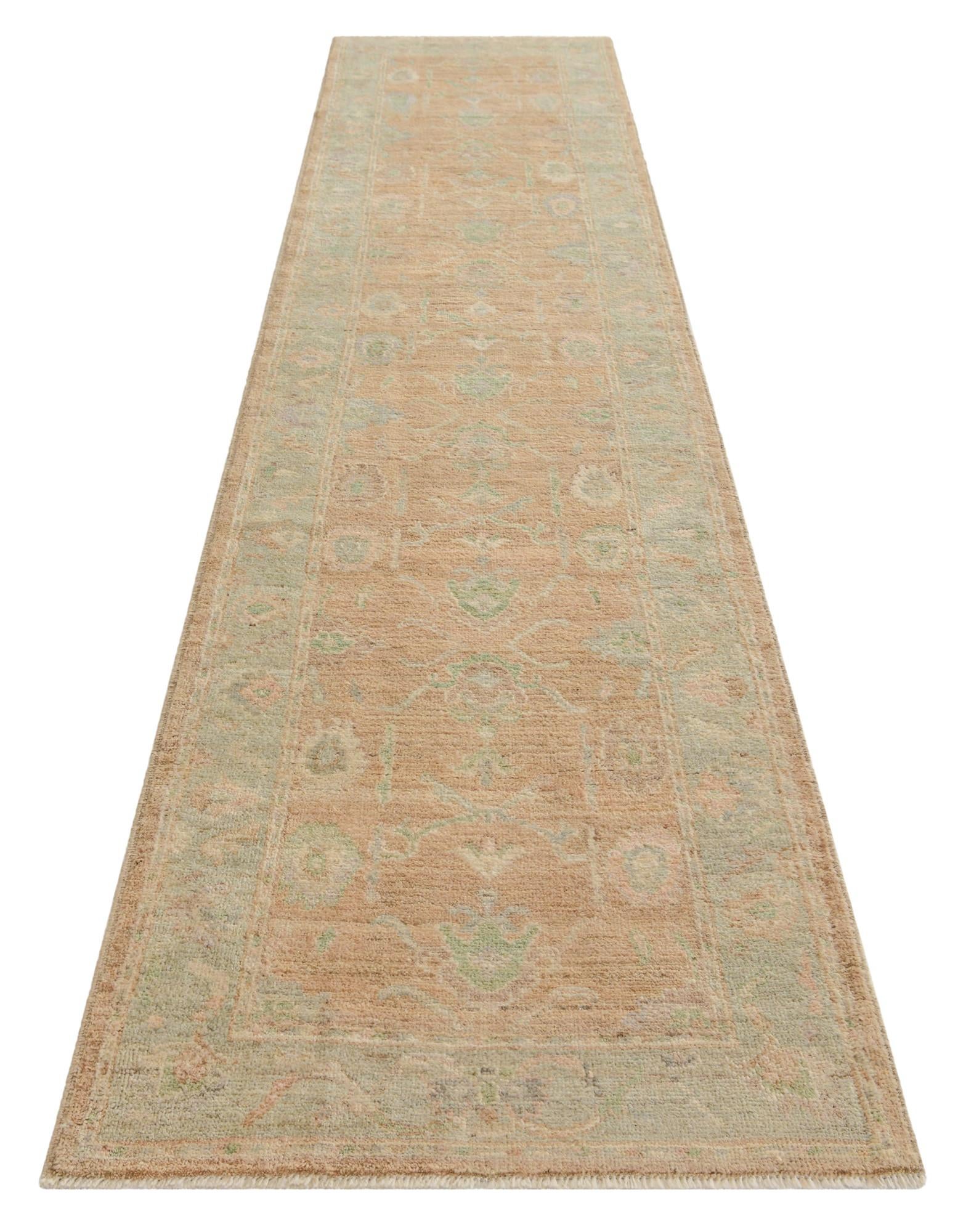 2' 8 x 11' 6 Hand Knotted Oushak Wool Runner Rug