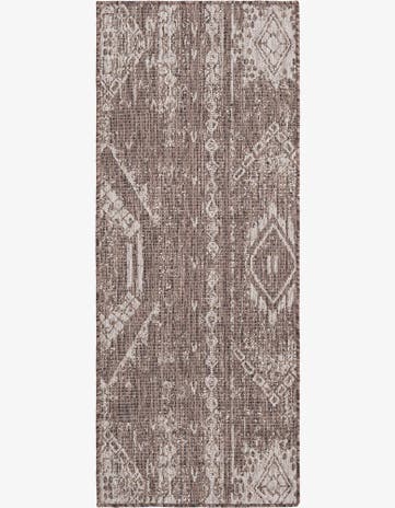 Brown Easy-Clean Bohemian Indoor / Outdoor Runner Rug