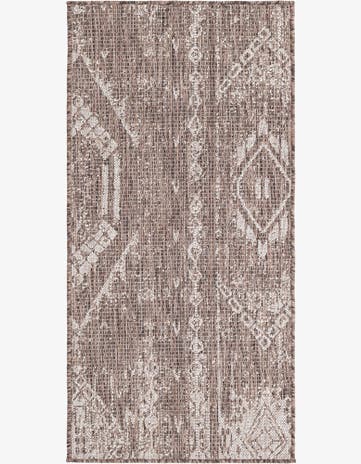 Brown Easy-Clean Bohemian Indoor / Outdoor Runner Rug
