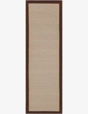 Brown Easy-Clean Border Indoor / Outdoor Runner Rug