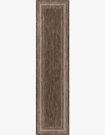 Brown Easy-Clean Border Indoor / Outdoor Runner Rug
