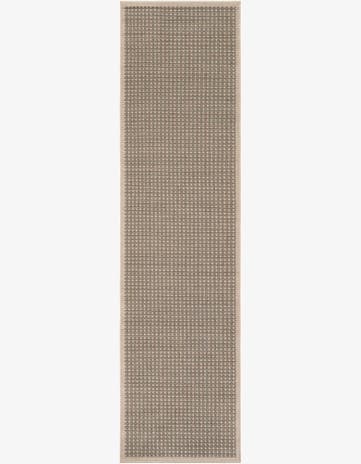 Brown Easy-Clean Border Indoor / Outdoor Runner Rug