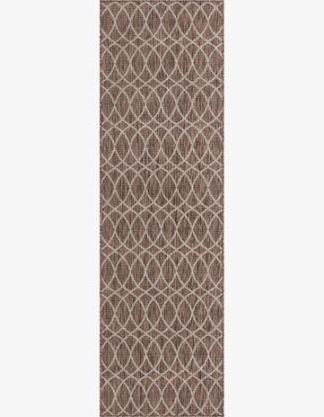 Brown Easy-Clean Lattice Indoor / Outdoor Runner Rug