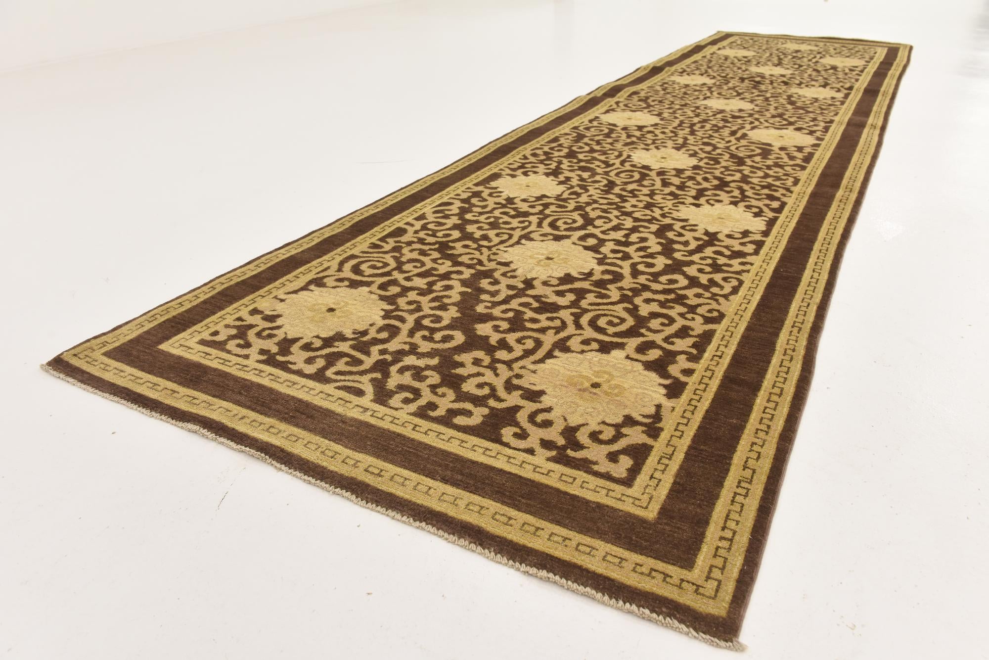 4' x 15' Hand Knotted Peshawar Ziegler Runner Rug