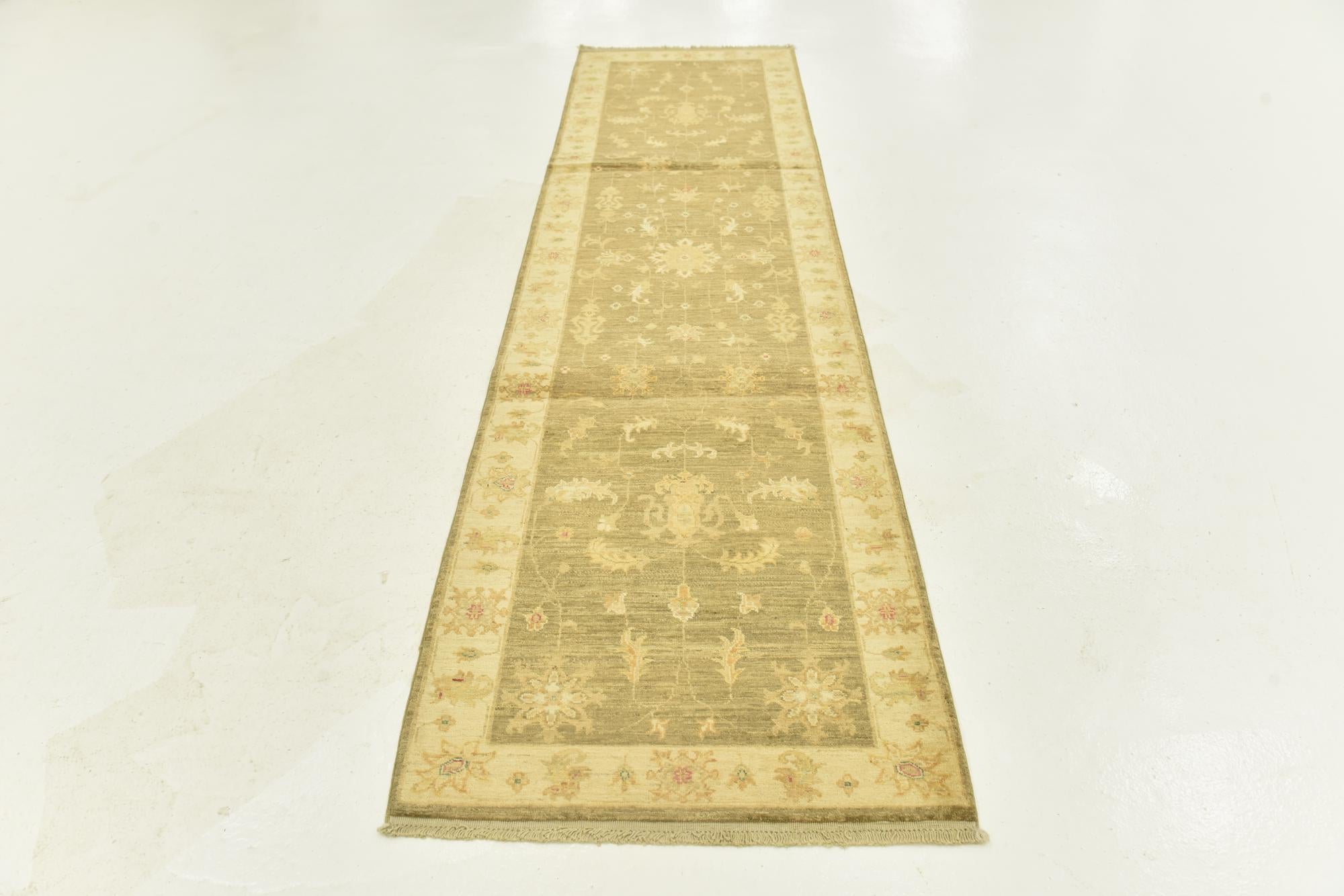 2' 7 x 10' Hand Knotted Peshawar Ziegler Runner Rug