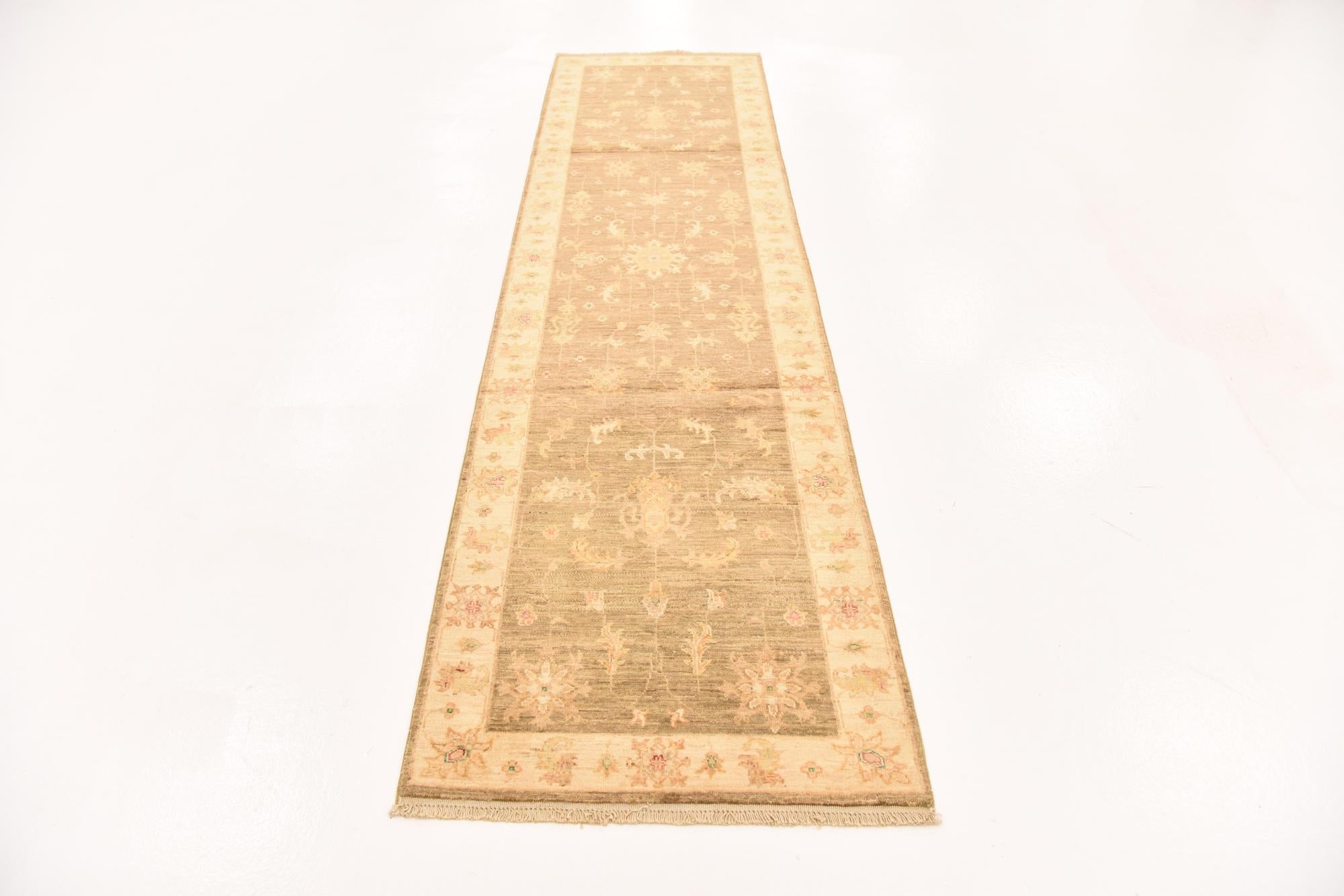 2' 7 x 10' Hand Knotted Peshawar Ziegler Runner Rug