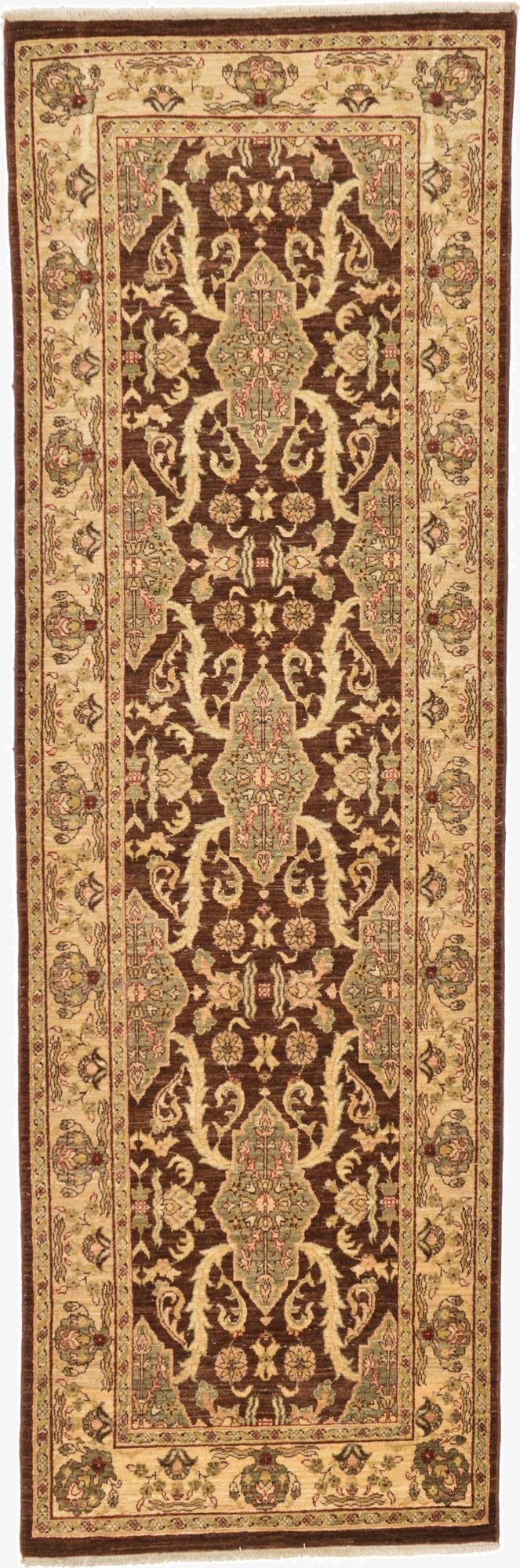 3' 2 x 9' 8  Hand Knotted Peshawar Ziegler Oriental Runner Rug