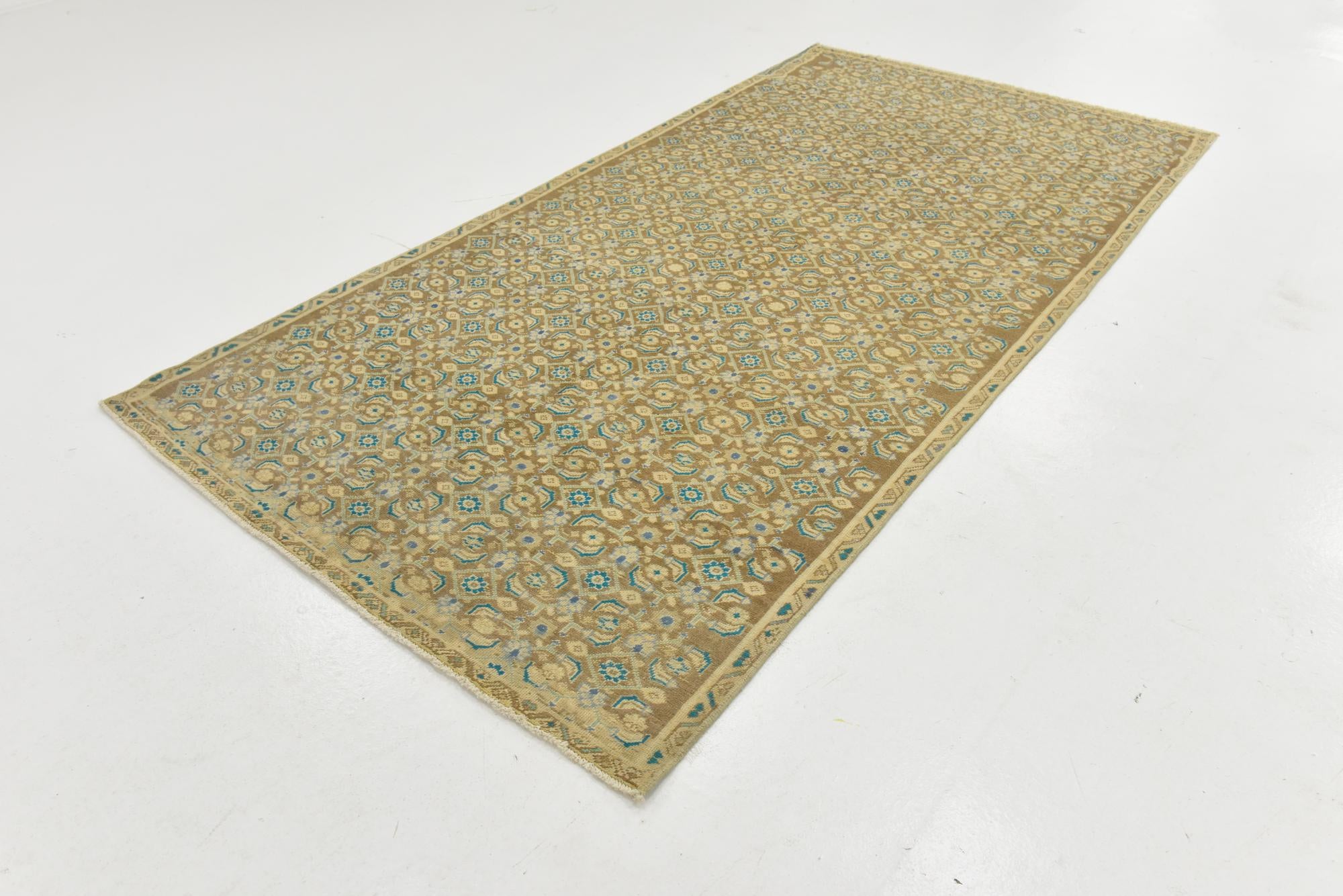 4' 9 x 9' 3 Hand Knotted Ultra Vintage Persian Wool Runner Rug