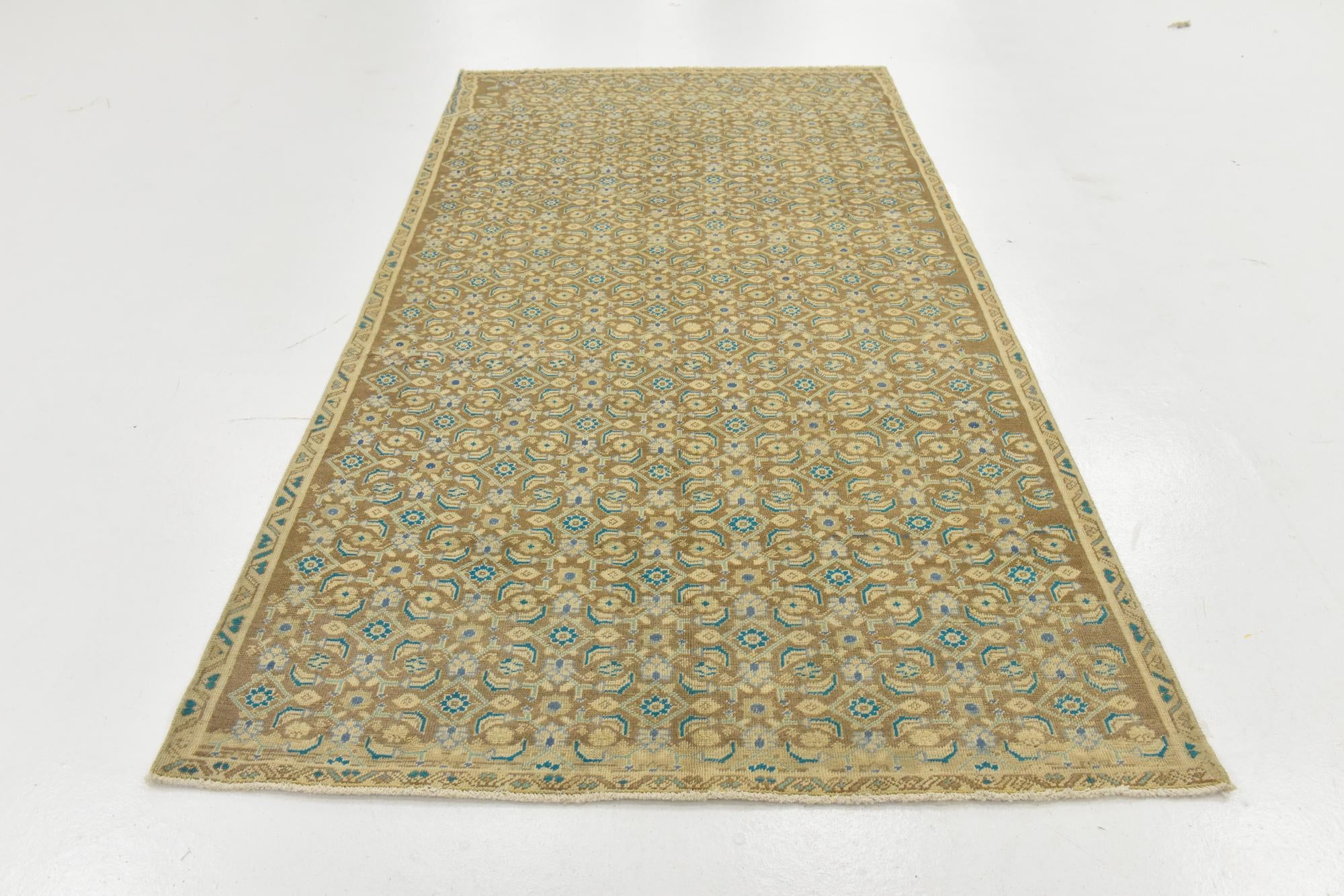 4' 9 x 9' 3 Hand Knotted Ultra Vintage Persian Wool Runner Rug