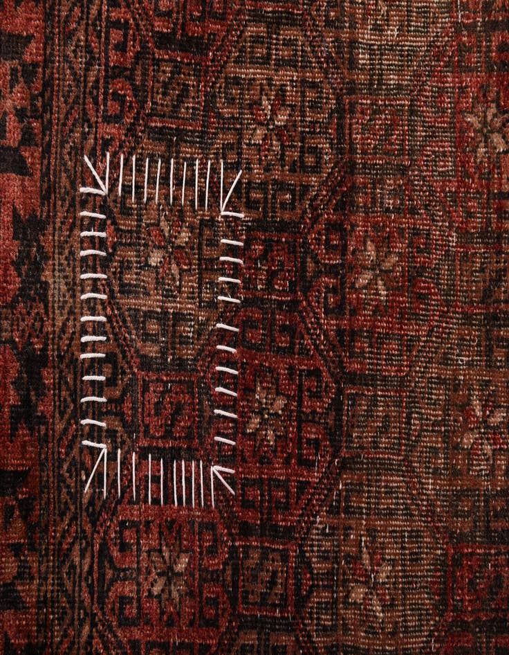 Detail image of 2' 4 x 4' 9  Hand Knotted Ultra Vintage Persian Wool Runner Rug