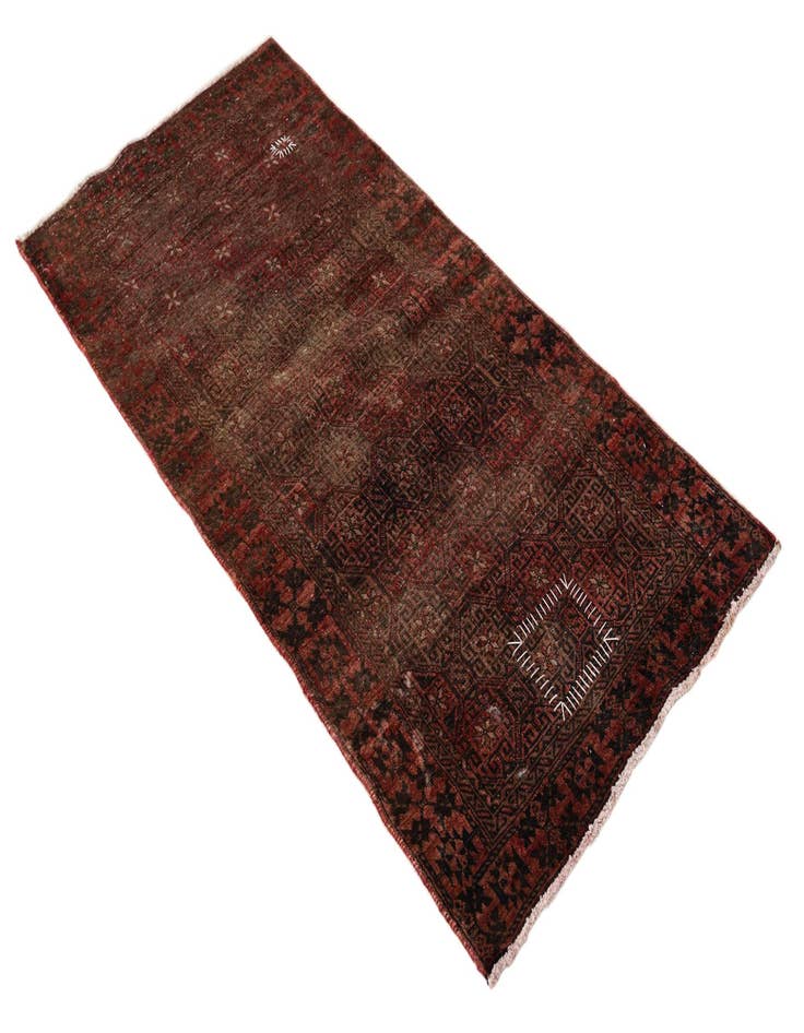 Detail image of 2' 4 x 4' 9  Hand Knotted Ultra Vintage Persian Wool Runner Rug