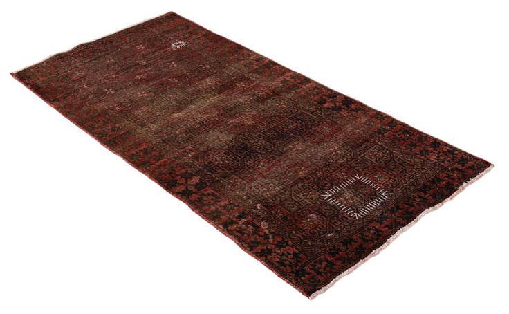 Detail image of 2' 4 x 4' 9 Hand Knotted Ultra Vintage Persian Wool Runner Rug