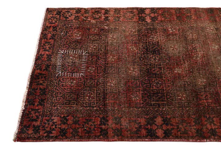 2' 4 x 4' 9 Hand Knotted Ultra Vintage Persian Wool Runner Rug