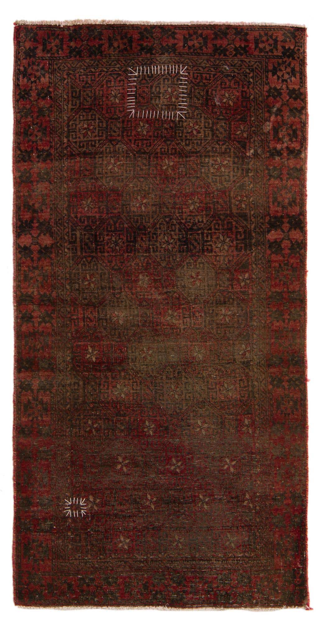 2' 4 x 4' 9 Hand Knotted Ultra Vintage Persian Wool Runner Rug