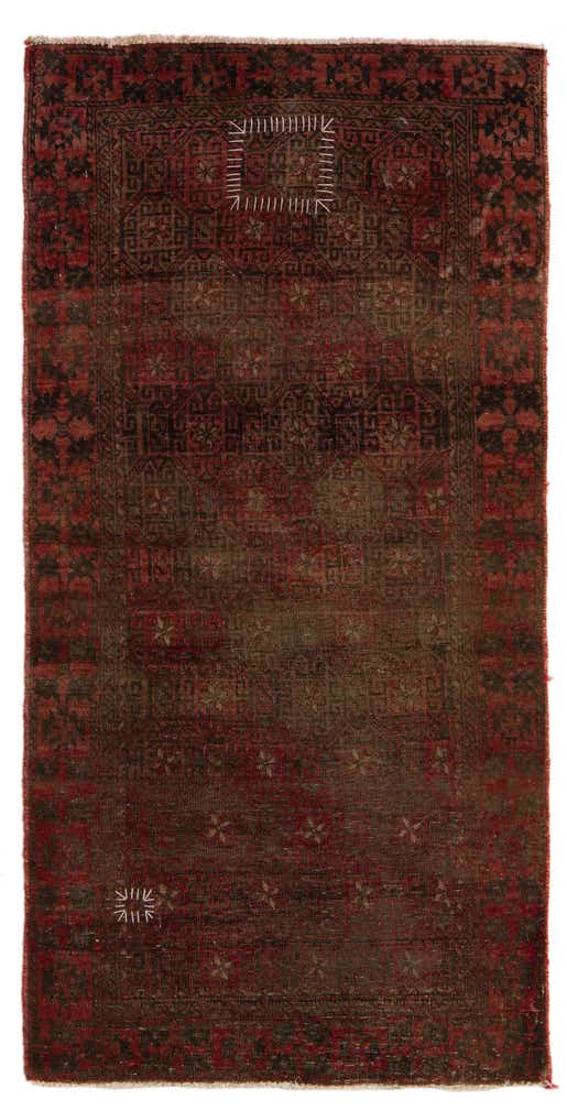 2' 4 x 4' 9 Hand Knotted Ultra Vintage Persian Wool Runner Rug