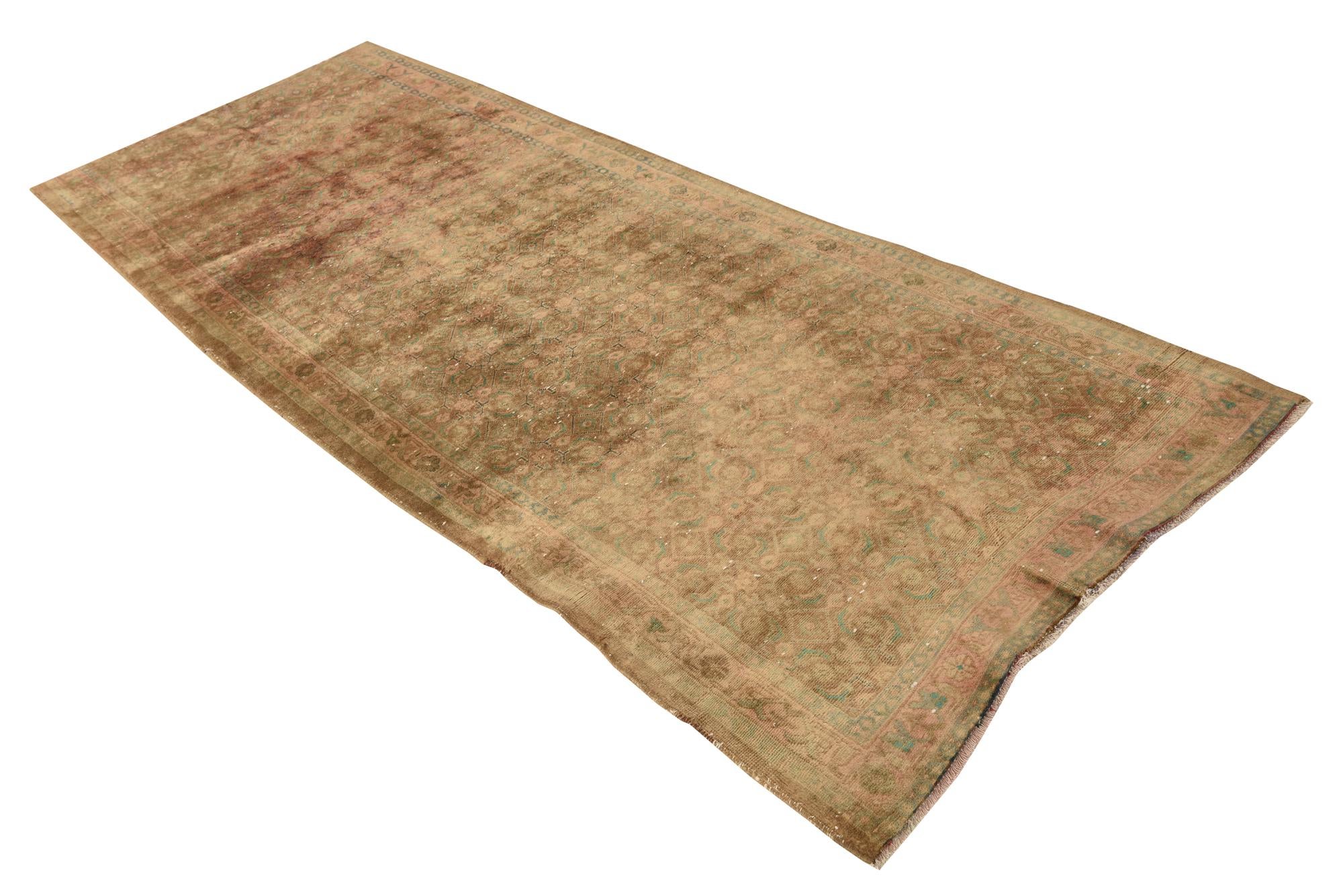 3' 6 x 9' 5 Hand Knotted Ultra Vintage Persian Wool Runner Rug