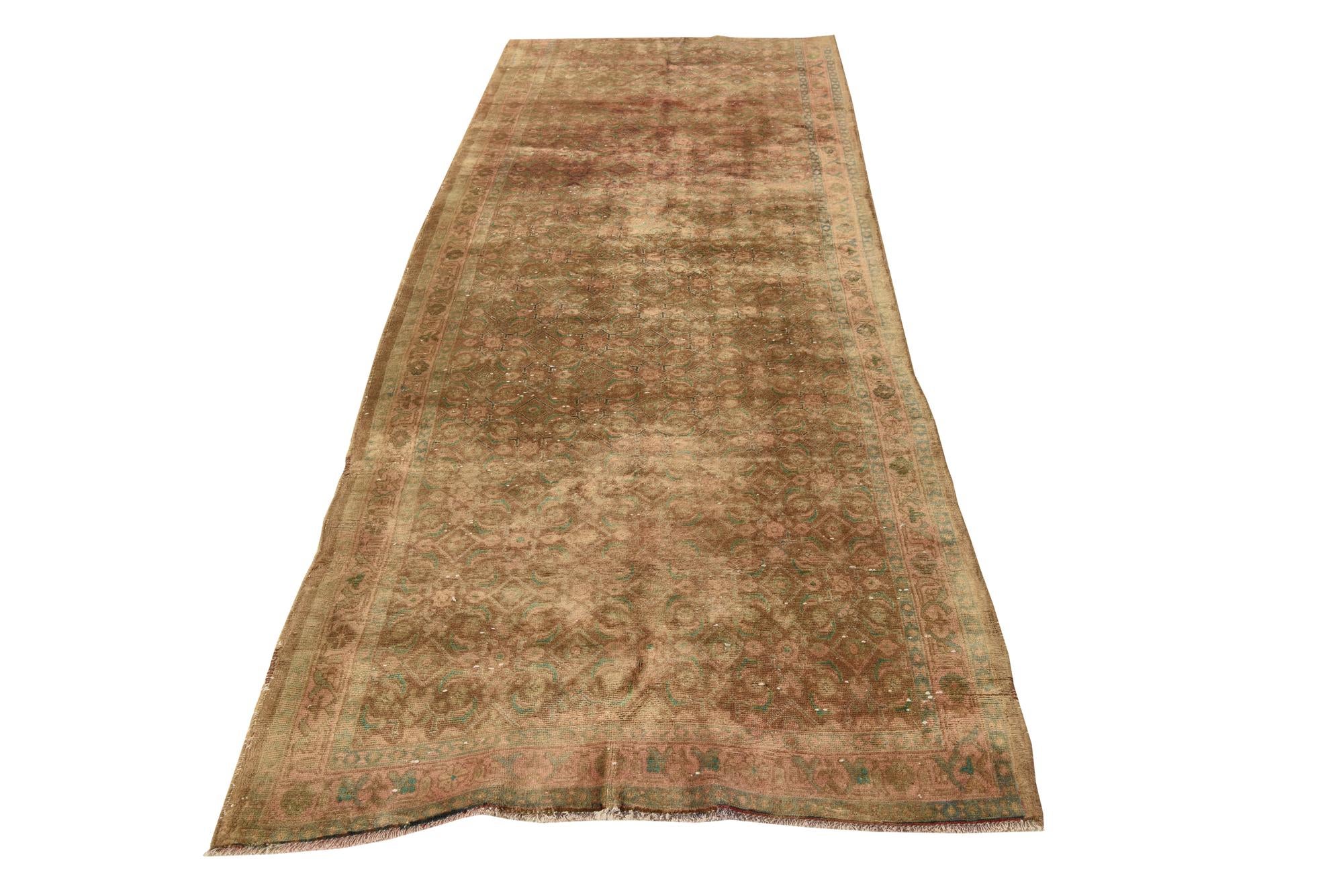 3' 6 x 9' 5 Hand Knotted Ultra Vintage Persian Wool Runner Rug