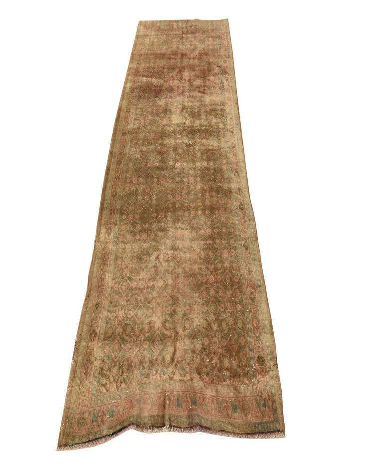 Detail image of 3' 6 x 9' 5  Hand Knotted Ultra Vintage Persian Wool Runner Rug