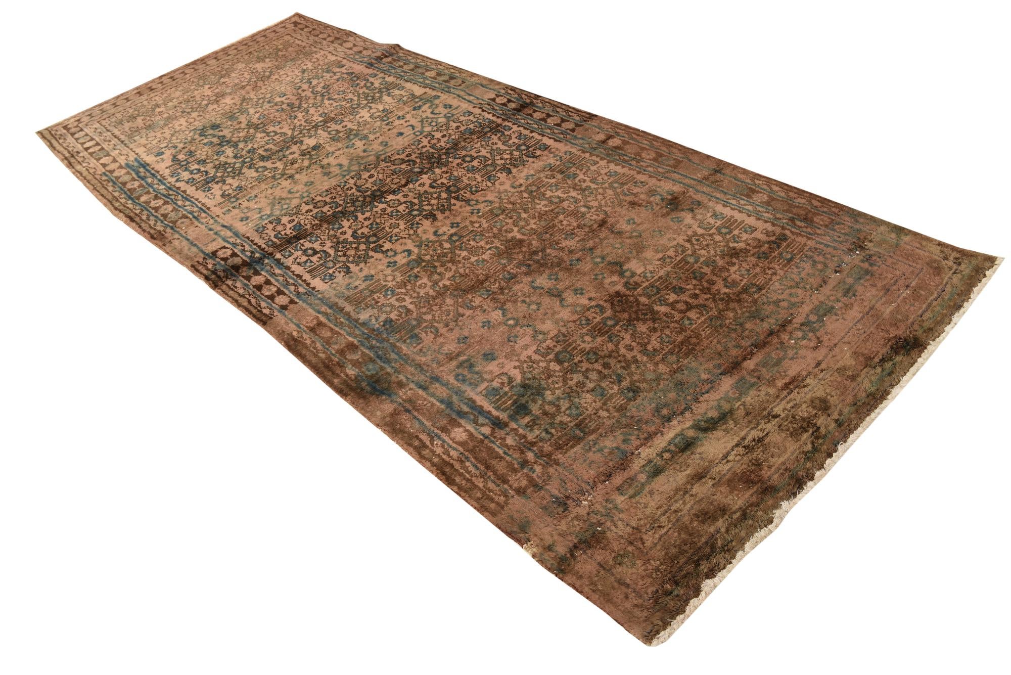 4' x 9' 3 Hand Knotted Ultra Vintage Persian Wool Runner Rug