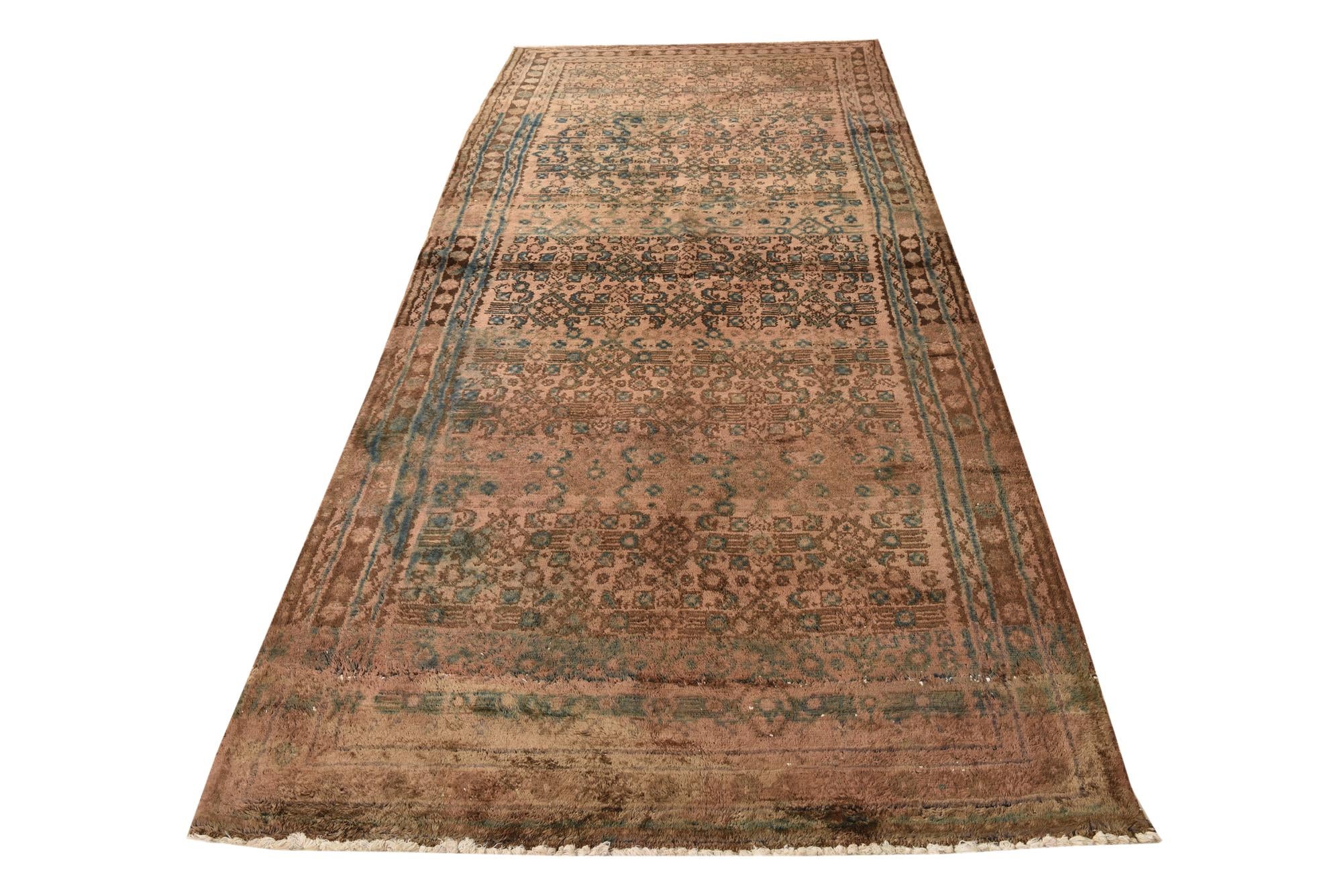 4' x 9' 3 Hand Knotted Ultra Vintage Persian Wool Runner Rug