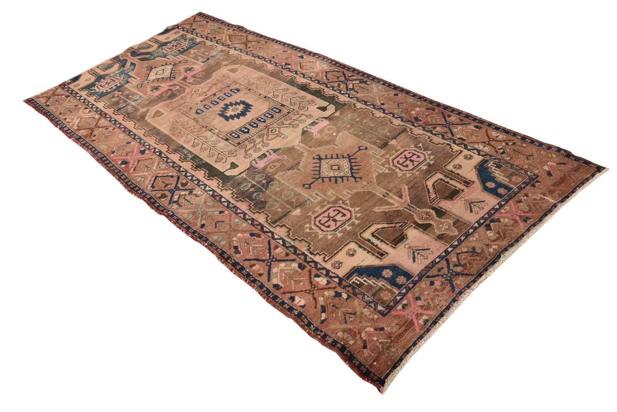 130cm x 275cm anudado a mano Ultra Vintage Alfombra Persa Lana Pasillera