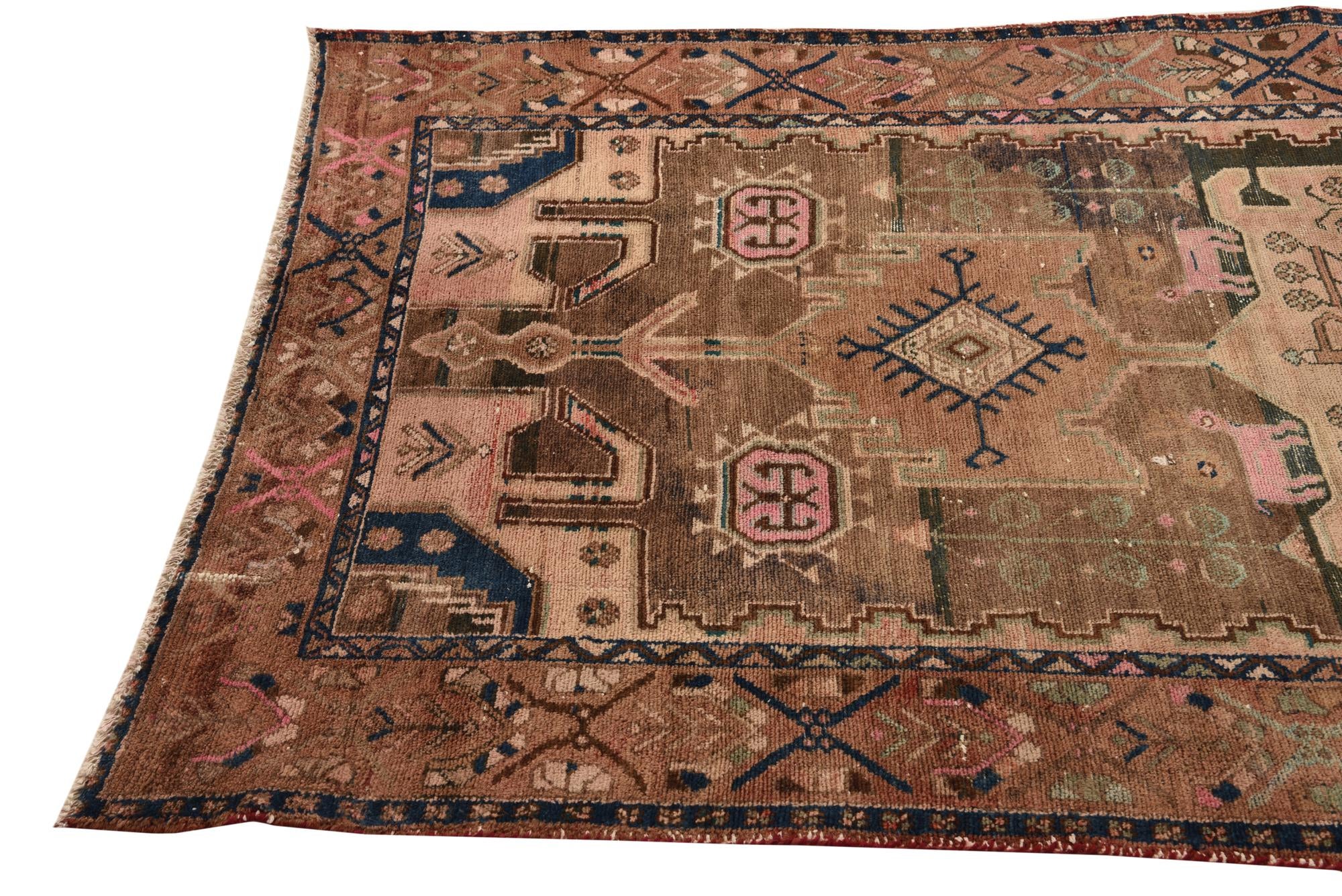 130cm x 275cm anudado a mano Ultra Vintage Alfombra Persa Lana Pasillera
