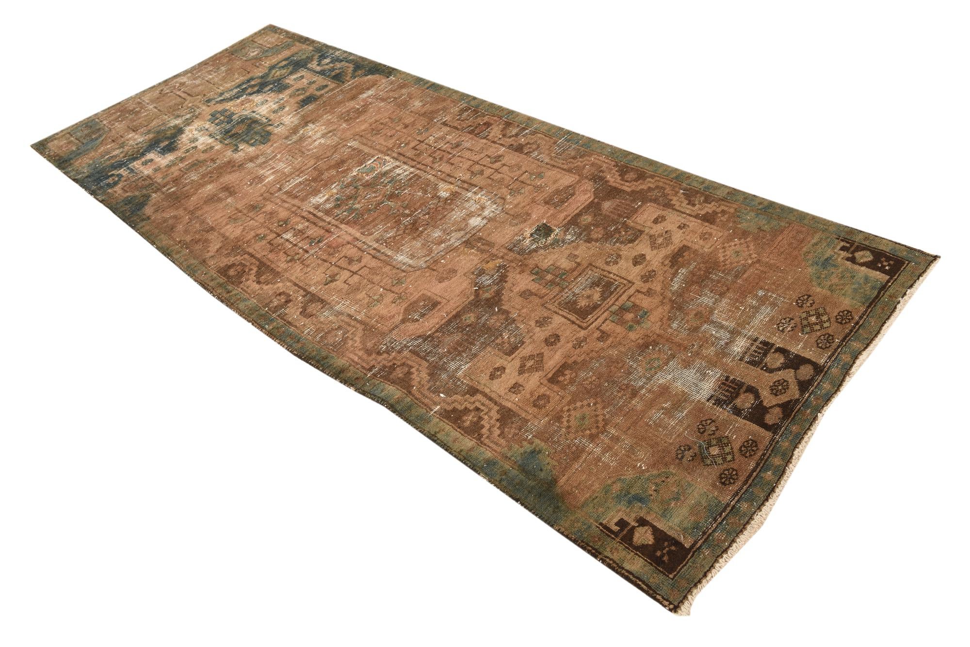 3' 6 x 9' Hand Knotted Ultra Vintage Persian Wool Runner Rug