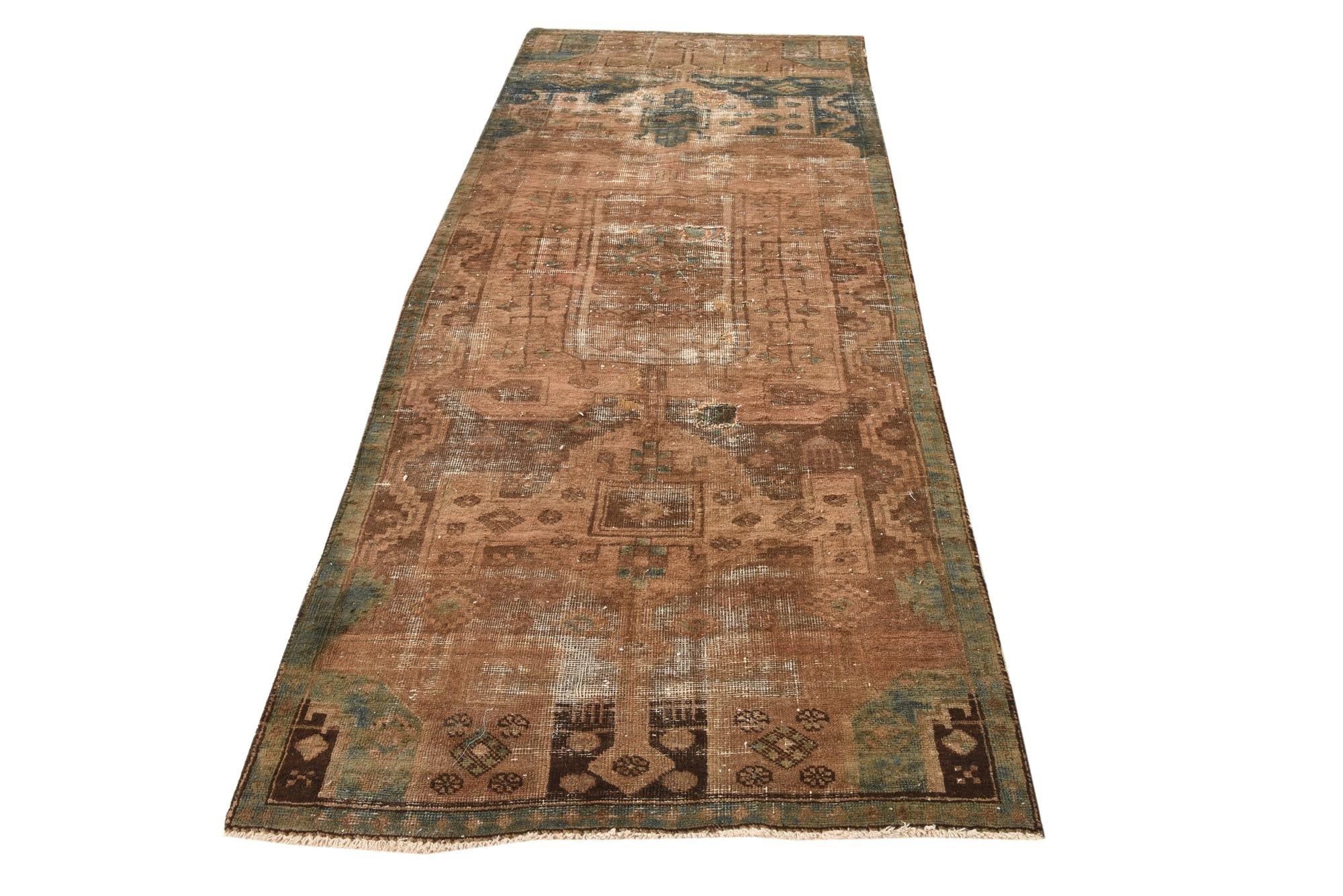 3' 6 x 9' Hand Knotted Ultra Vintage Persian Wool Runner Rug