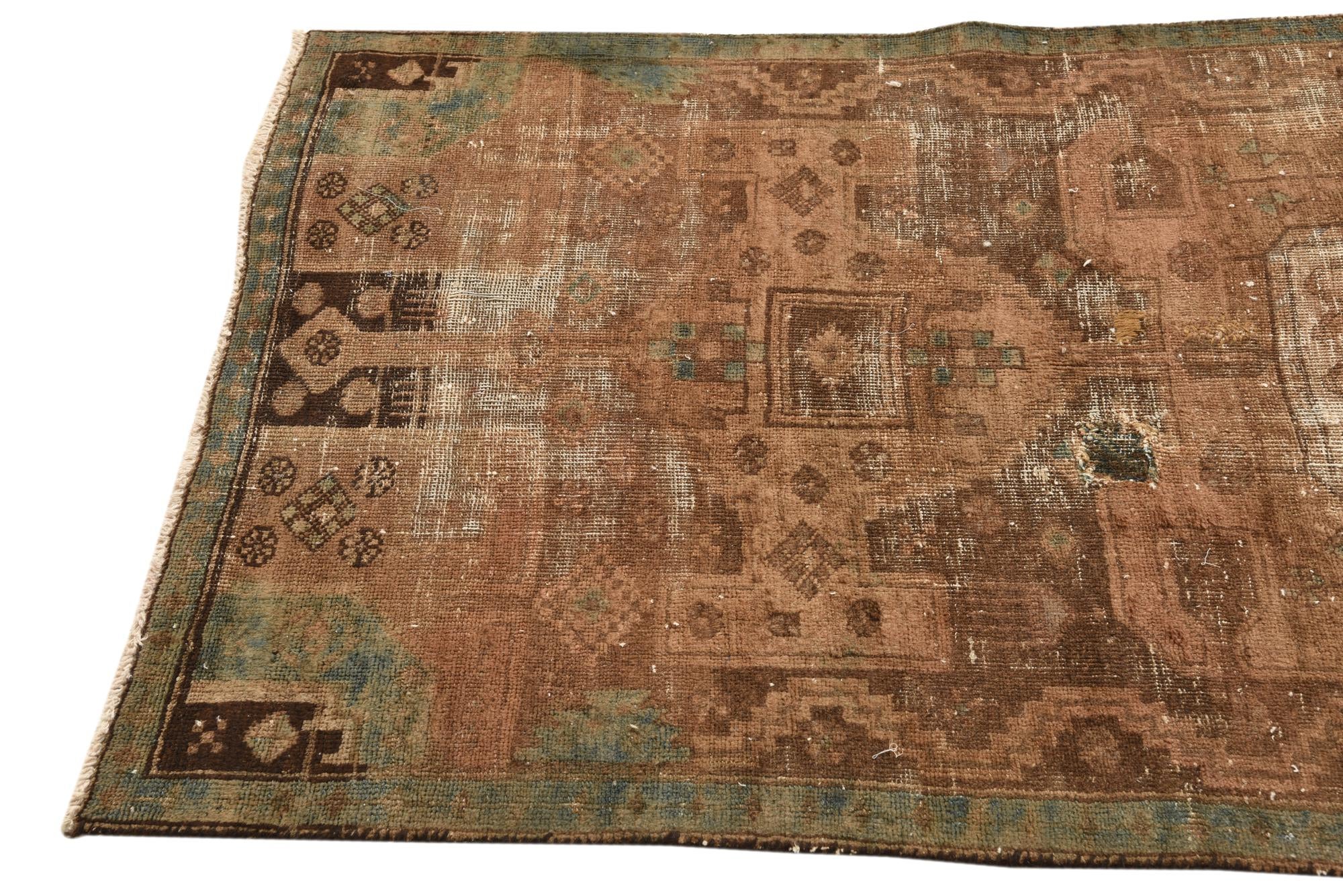 3' 6 x 9' Hand Knotted Ultra Vintage Persian Wool Runner Rug