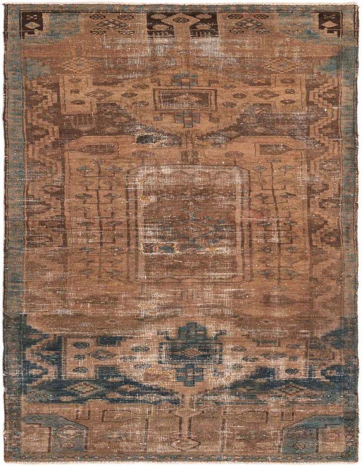 Detail image of 3' 6 x 9' Hand Knotted Ultra Vintage Persian Wool Runner Rug