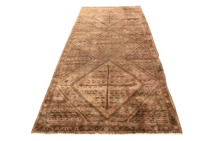 Detail image of 4' x 9' Hand Knotted Ultra Vintage Persian Wool Runner Rug