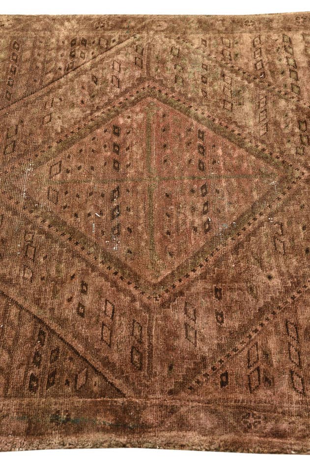 Detail image of 4' x 9' Hand Knotted Ultra Vintage Persian Wool Runner Rug