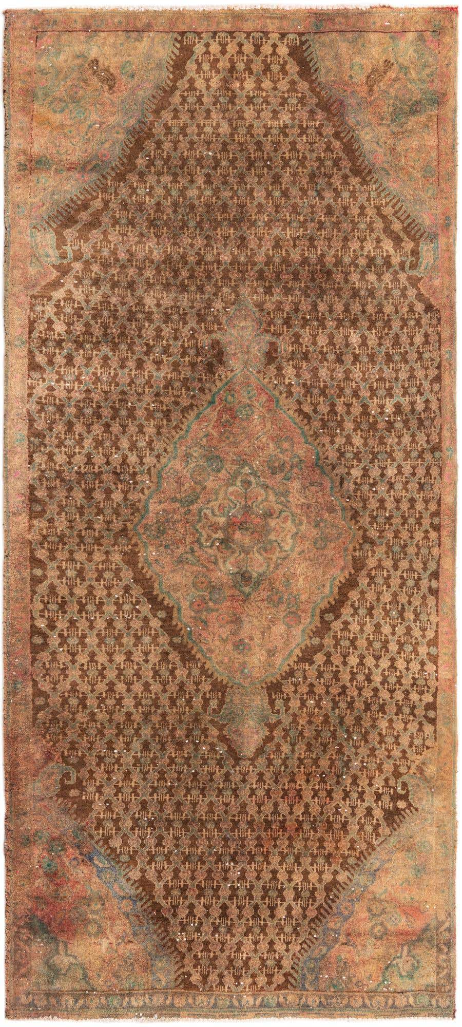 4' x 9' 3 Hand Knotted Ultra Vintage Persian Wool Runner Rug