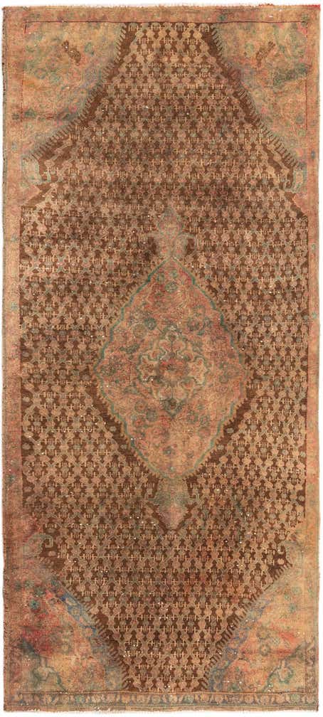 4' x 9' 3 Hand Knotted Ultra Vintage Persian Wool Runner Rug