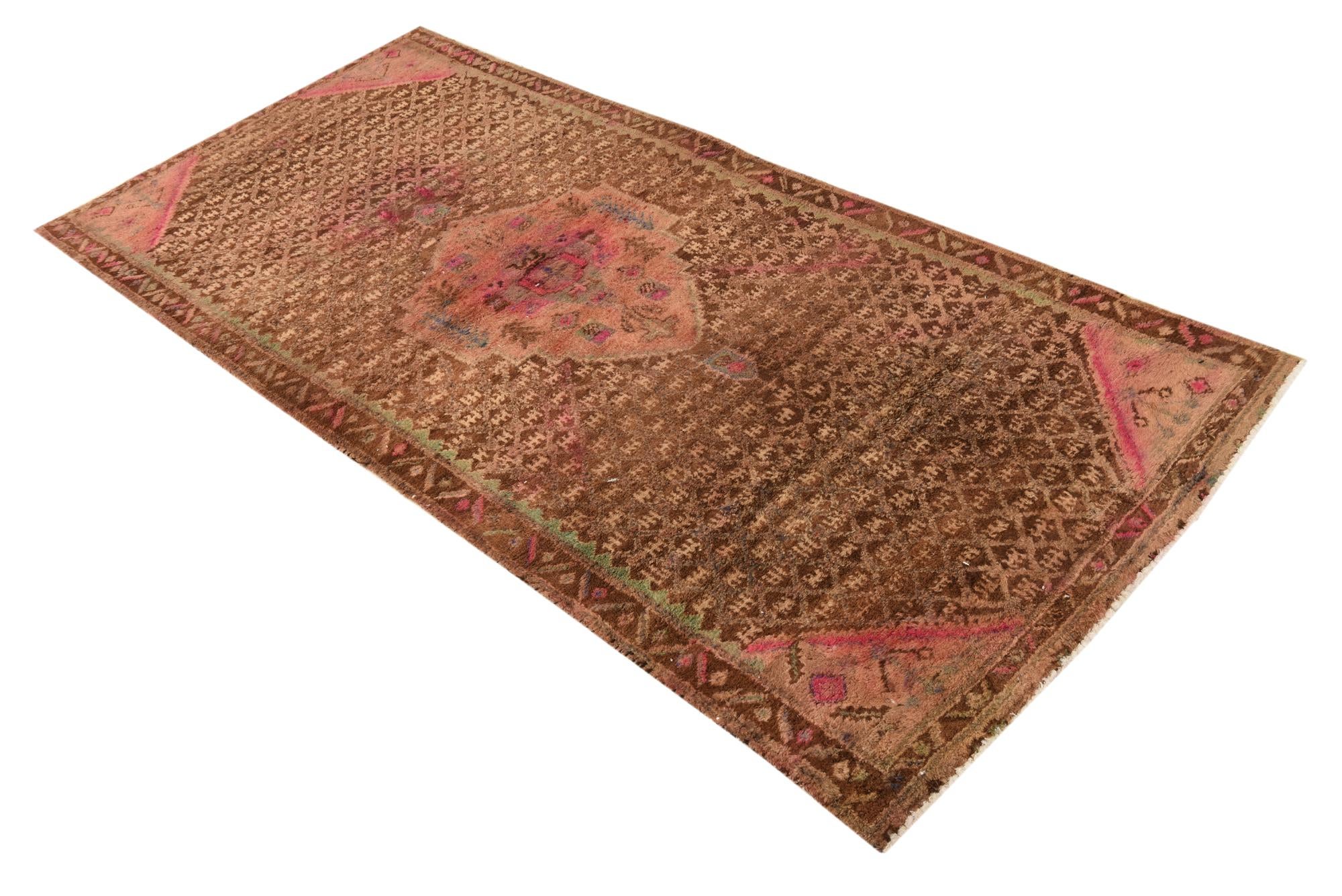3' 9 x 8' 1 Hand Knotted Ultra Vintage Persian Wool Runner Rug