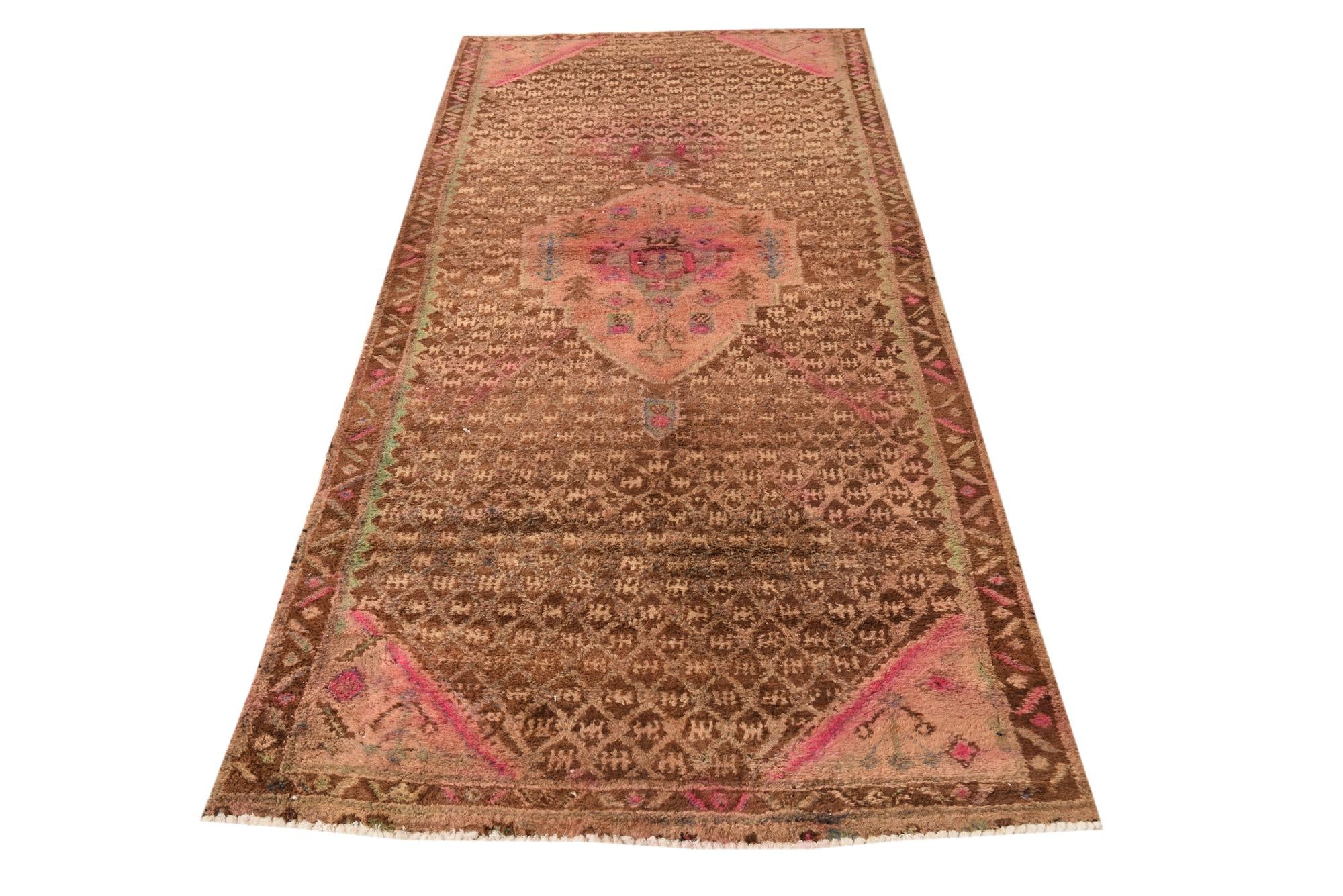 3' 9 x 8' 1 Hand Knotted Ultra Vintage Persian Wool Runner Rug