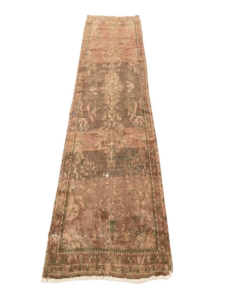 Detail image of 3' 4 x 10'  Hand Knotted Ultra Vintage Persian Wool Runner Rug