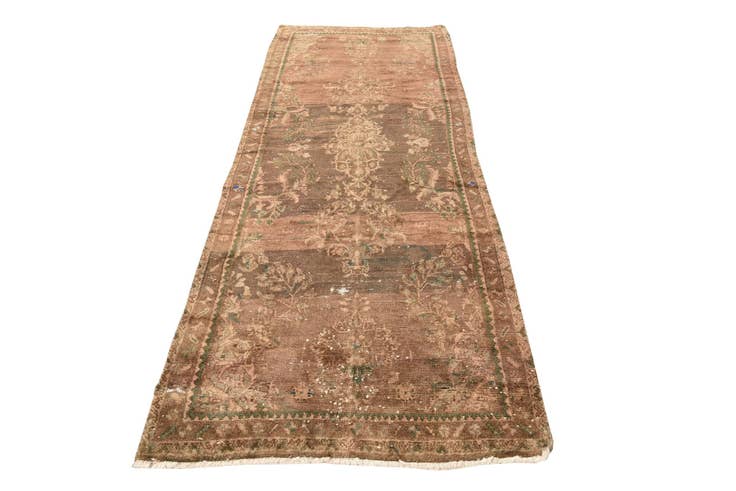 Detail image of 3' 4 x 10' Hand Knotted Ultra Vintage Persian Wool Runner Rug