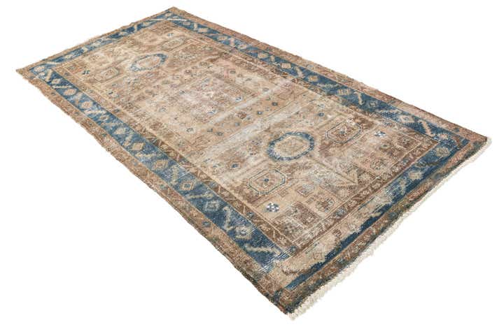 4' 3 x 8' 9 Hand Knotted Ultra Vintage Persian Wool Runner Rug