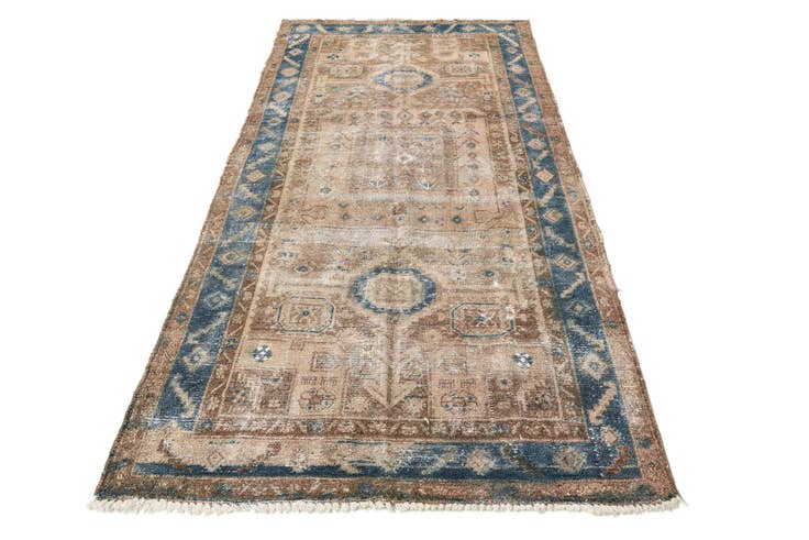 Detail image of 4' 3 x 8' 9 Hand Knotted Ultra Vintage Persian Wool Runner Rug